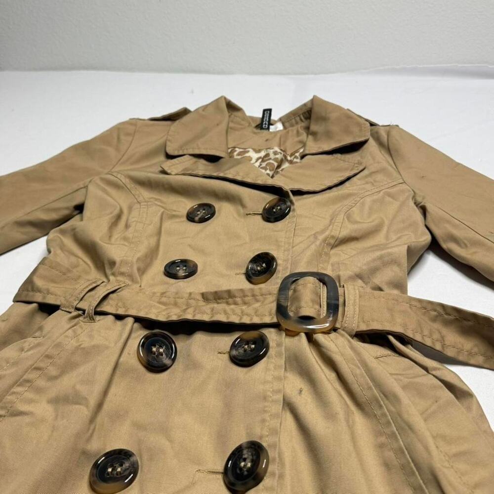 Trench Coat Khaki Button Detail Size (4) Small Going Out Special Occasion Coat - Picture 4 of 7